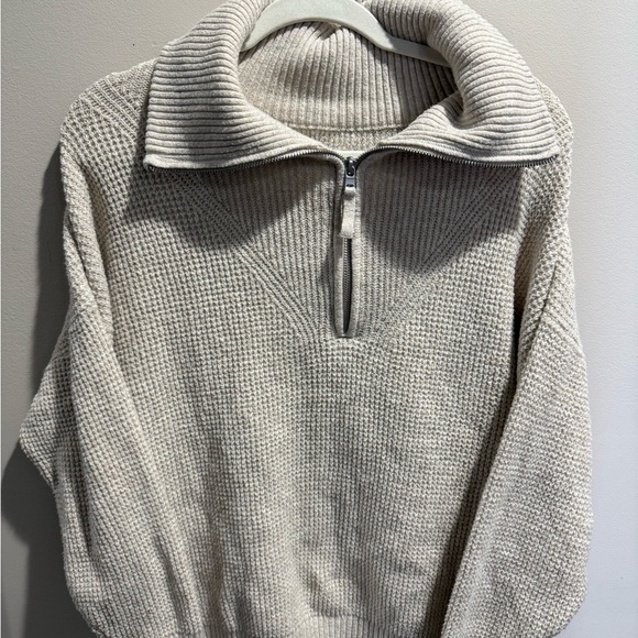 Aerie Cozy Up Waffle Quarter Zip Sweater Small - Picture 4 of 10